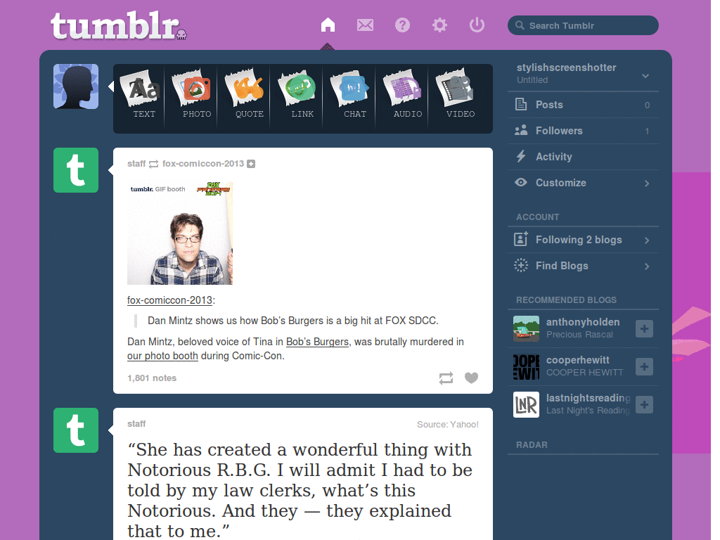 Tumblr Dashboard - Rose Lalonde (Homestuck)