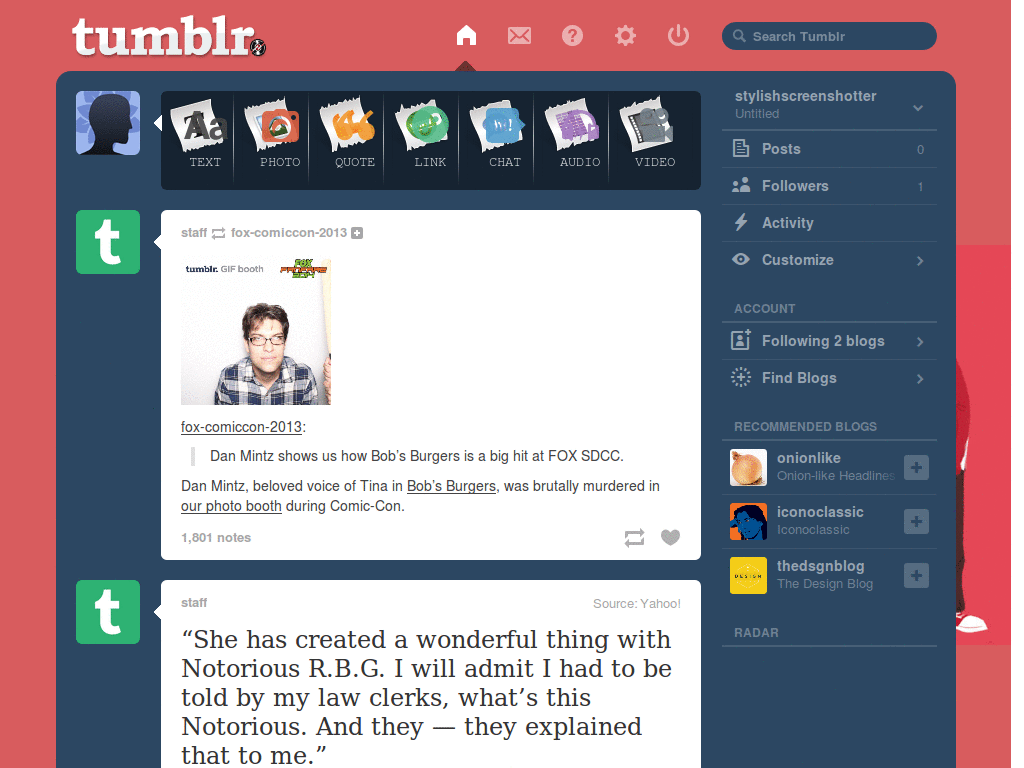 Tumblr Dashboard - Dave Strider (Homestuck)