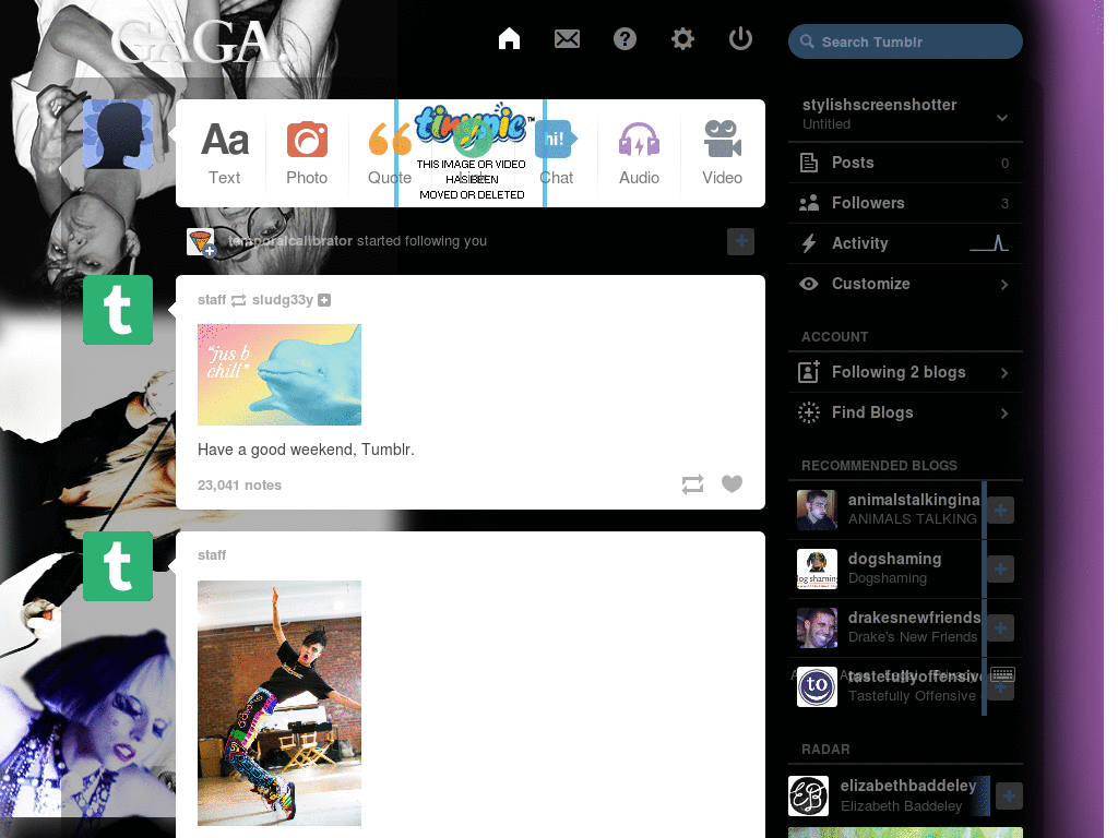 Lady Gaga Tumblr Theme