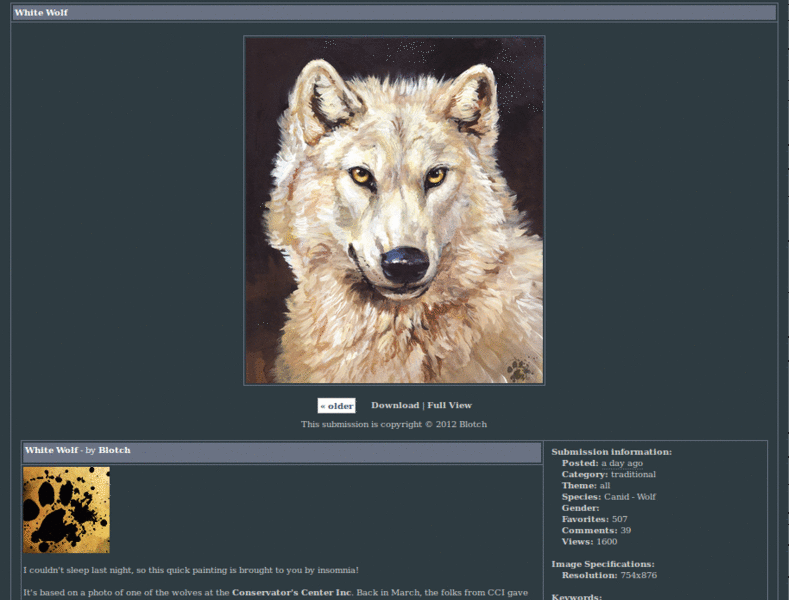 FurAffinity - No headder on submission view