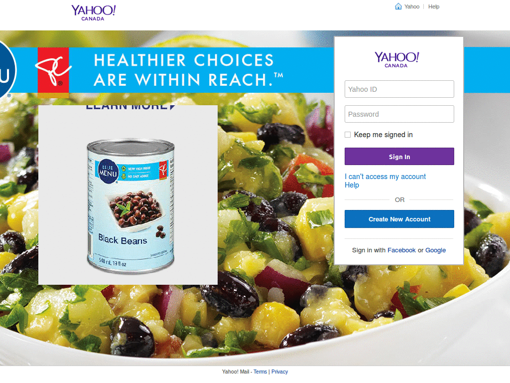 Yahoo! Mail - Black and wide