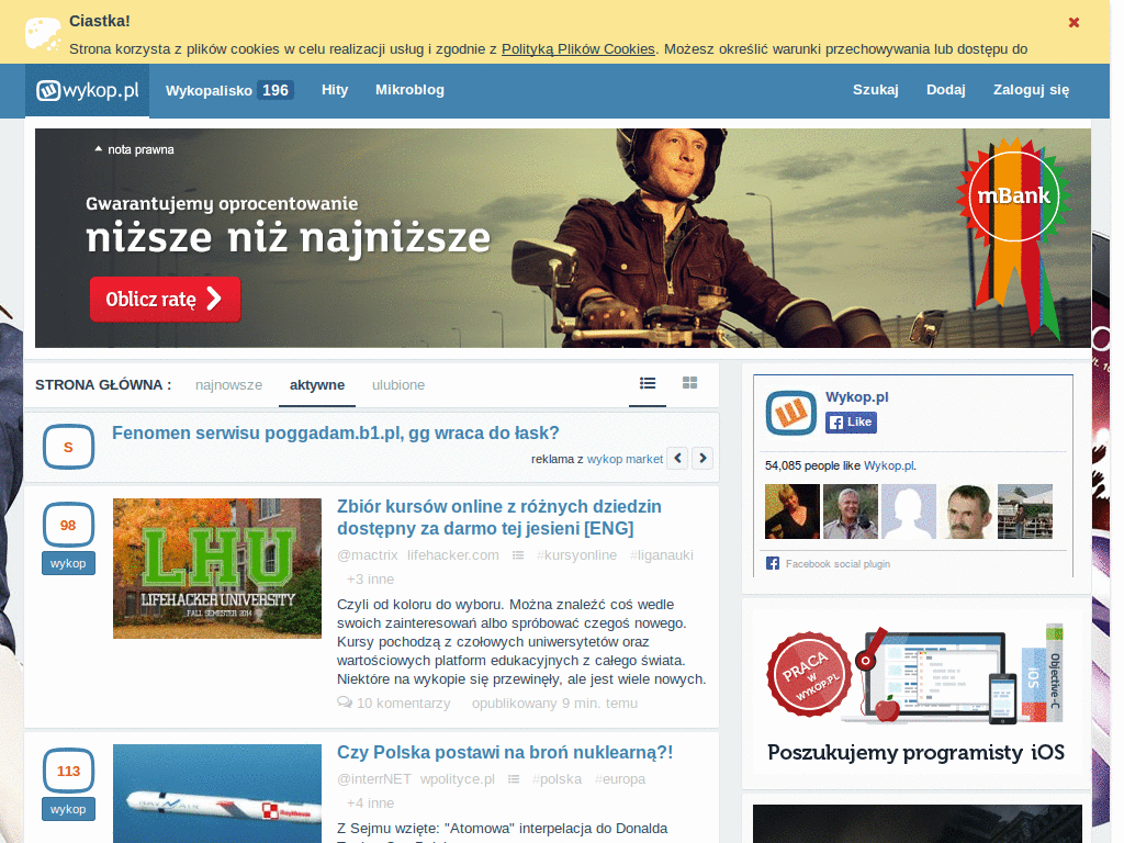Wykop.pl 3.0 - ruchomy górny pasek