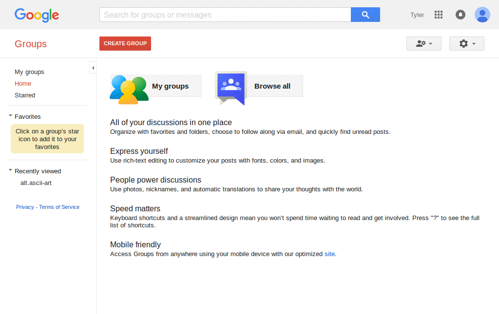 Google groups without ads