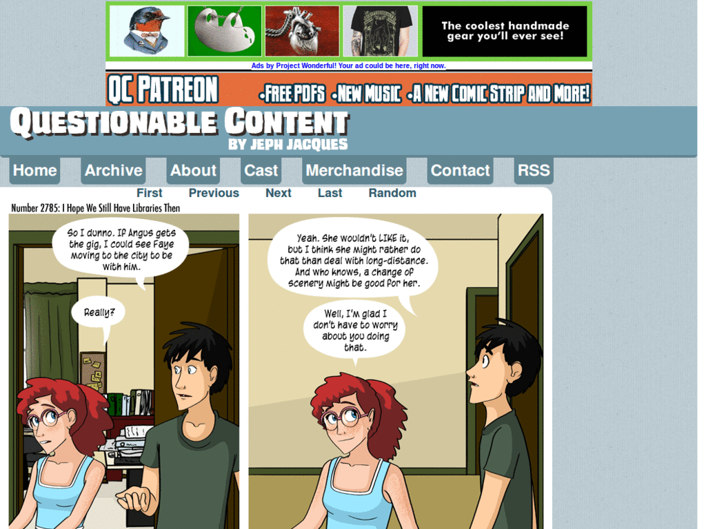 Questionable Content - no sidebar