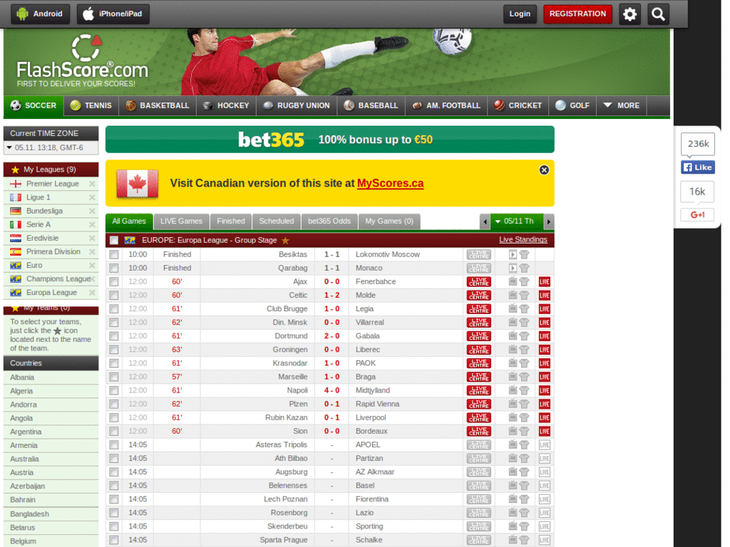 Flashscore.com - Optimized space