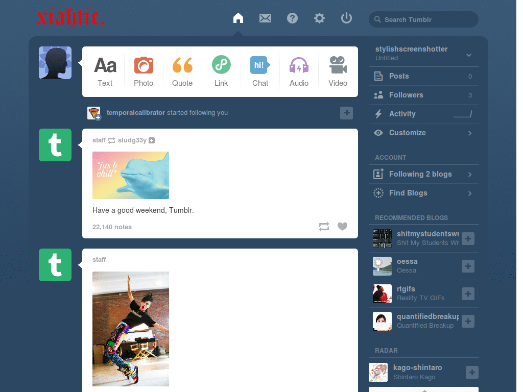 xiahtic tumblr logo