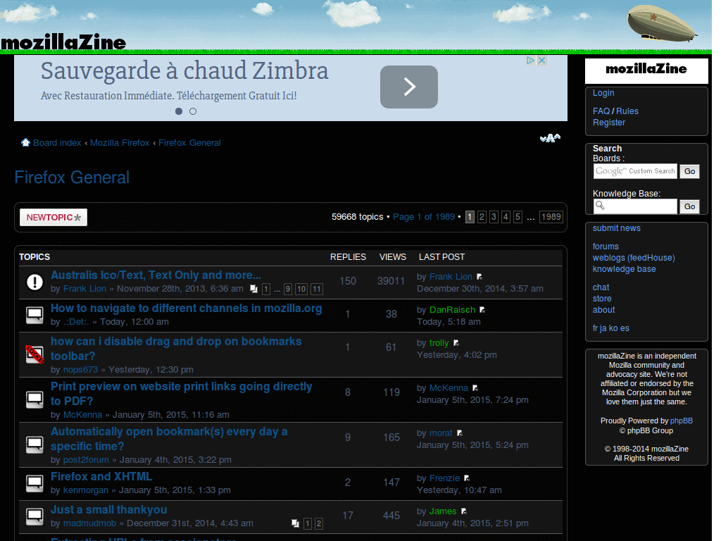 Mozillazine Dark Theme
