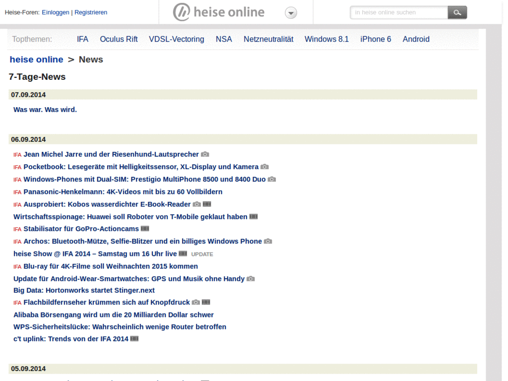 Heise Newsticker - Vienna Style