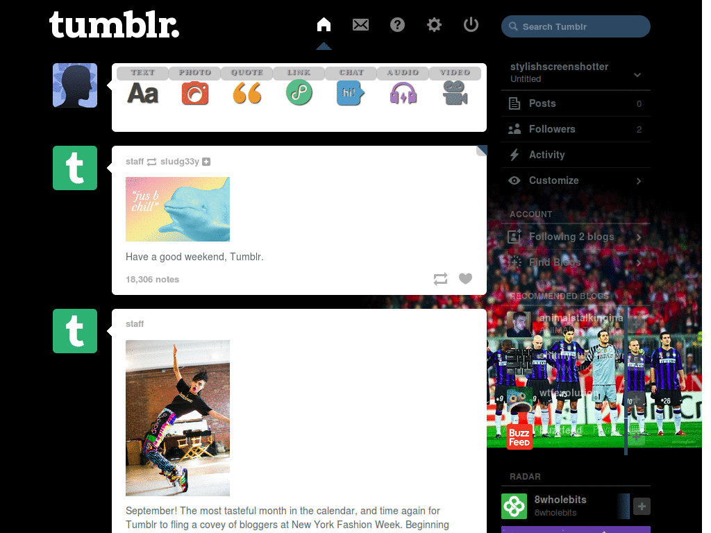 Inter Milan dashboard theme