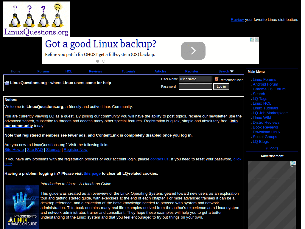 linuxquestions dark