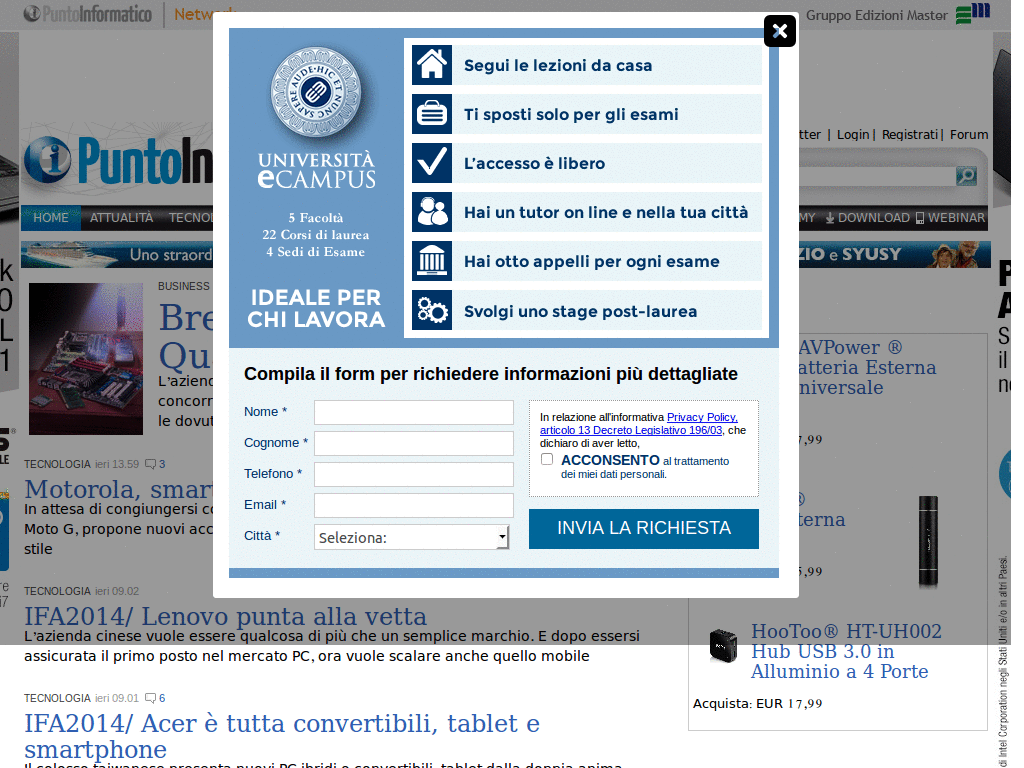 Punto informatico - Rimuove pubblicità /Remove ads