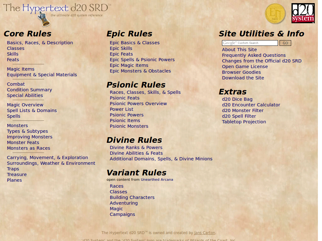 Fix D20 SRD
