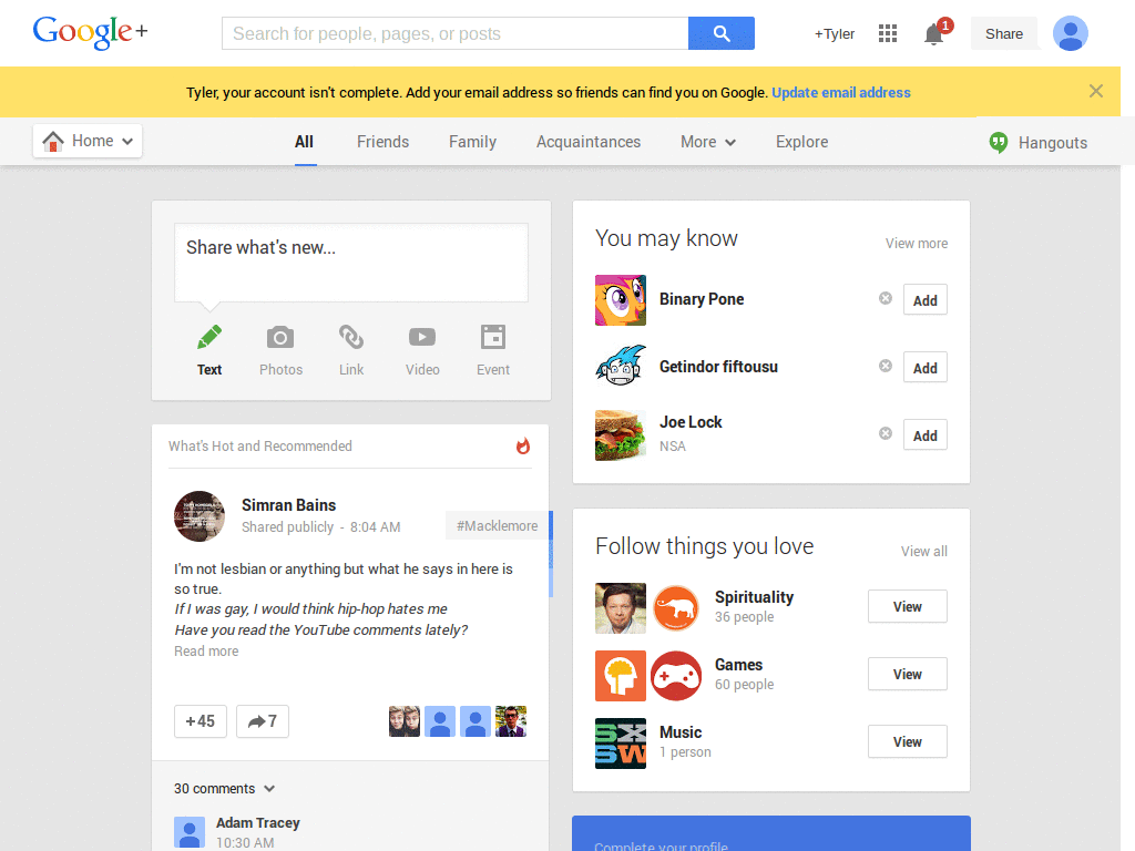An easier to read Google Plus