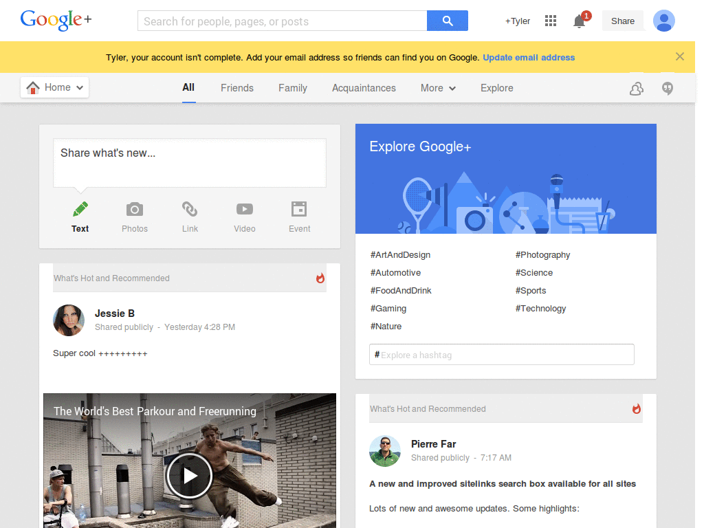 Kaippally's Google Plus for  wide screens