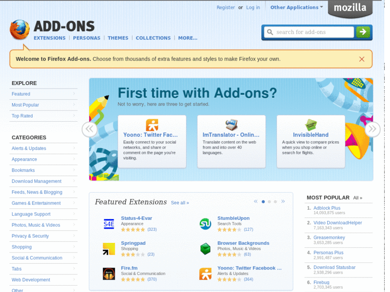 Disable the warnings in about:addons