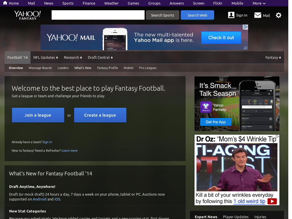 Minimal Yahoo Fantasy Football
