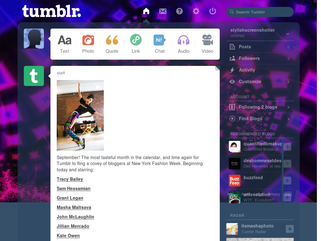 Disco/Psychadelic Tumblr Dash Theme