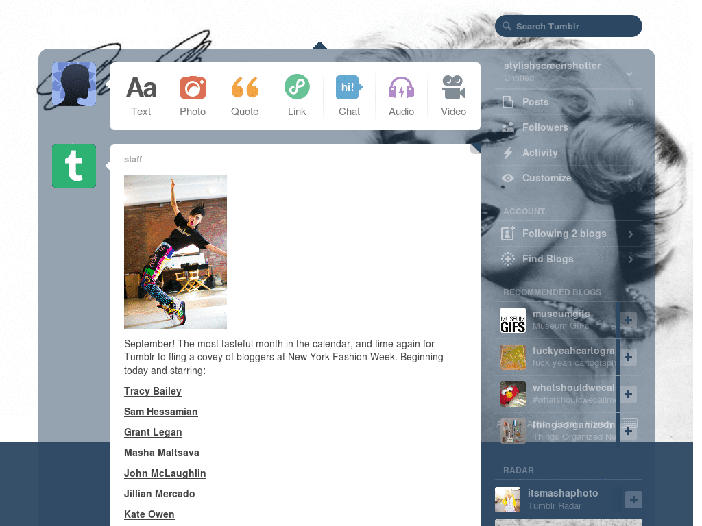 Marilyn Monroe TumblrrDash Theme