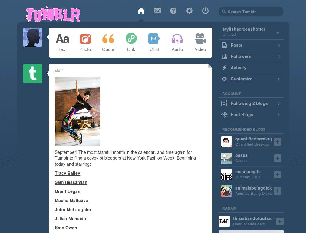 Tumblr Dashboard Logo