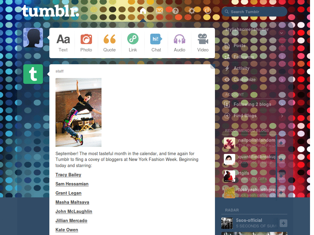 Lights Tumblr Dash Theme