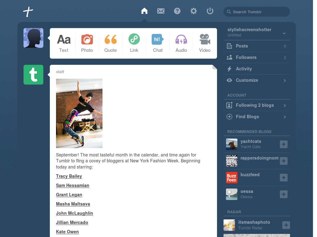 Tumblr Dashboard Logo GIF- White