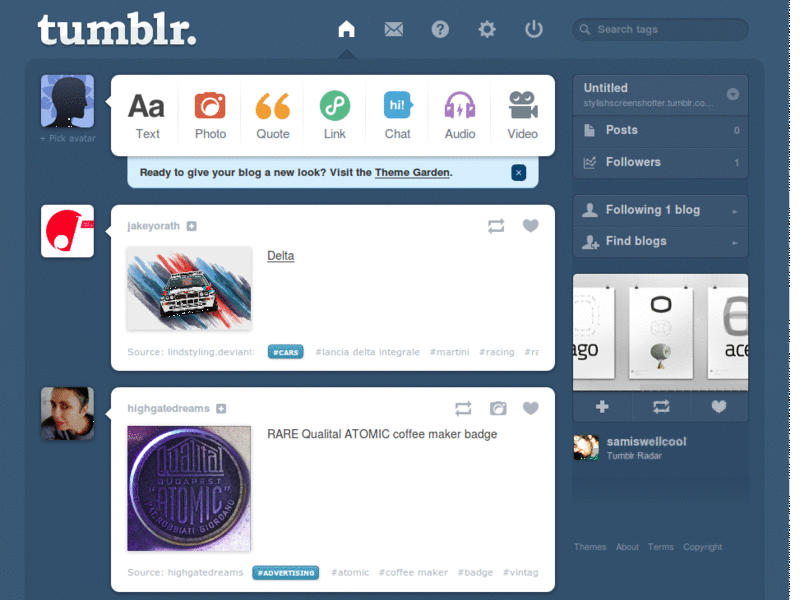 One Direction Tumblr Dash Theme