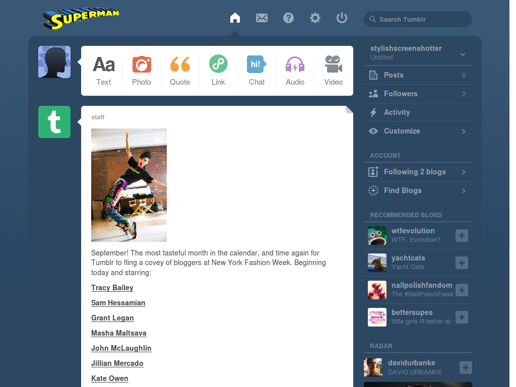 Tumblr Logo - Superman Font