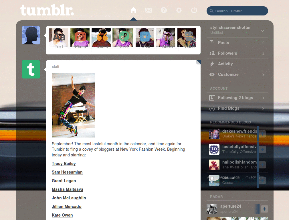 The Vampire Diaries Tumblr Menu