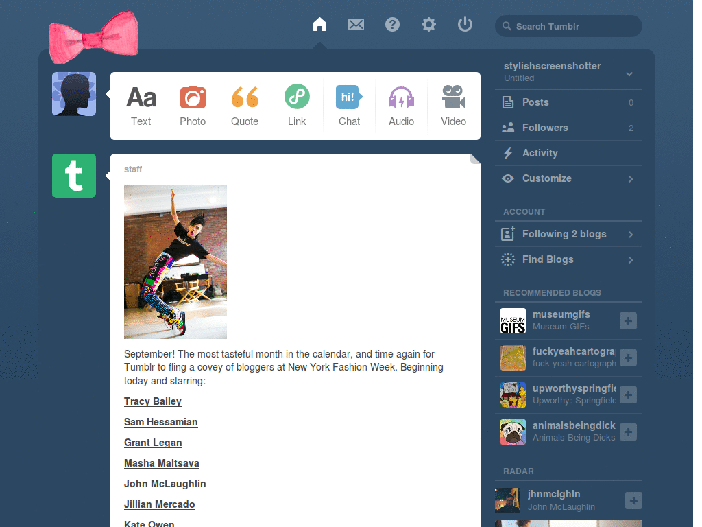 Tumblr Logo / BOW