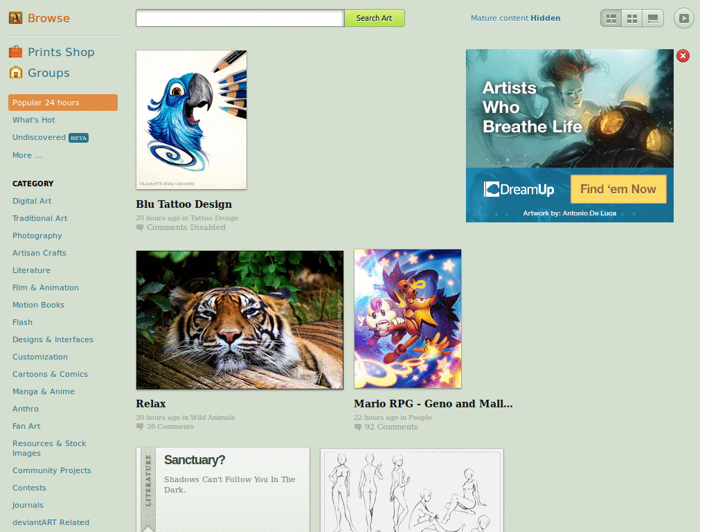 OUTDATED deviantART - Fullscreen Sticky Menu