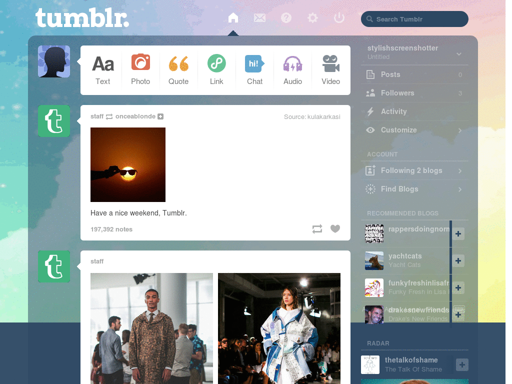 All Those Clouds Winking At You Tumblr Dash Theme