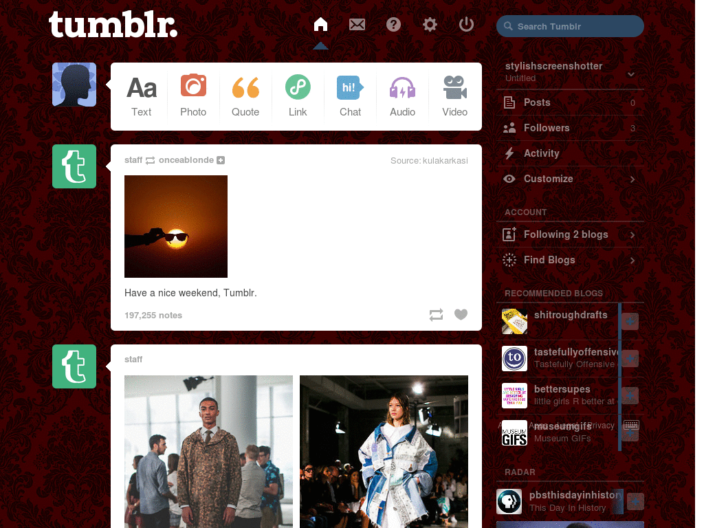 Dark Red Damask Pattern - Tumblr