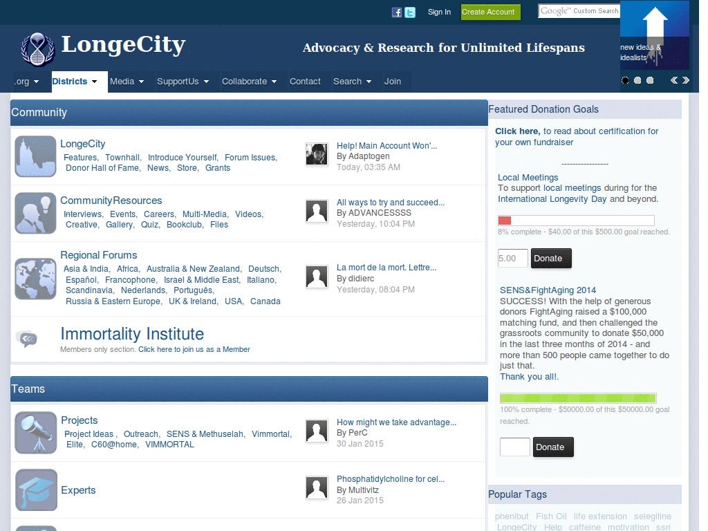 Longecity.org - Left Column Removal
