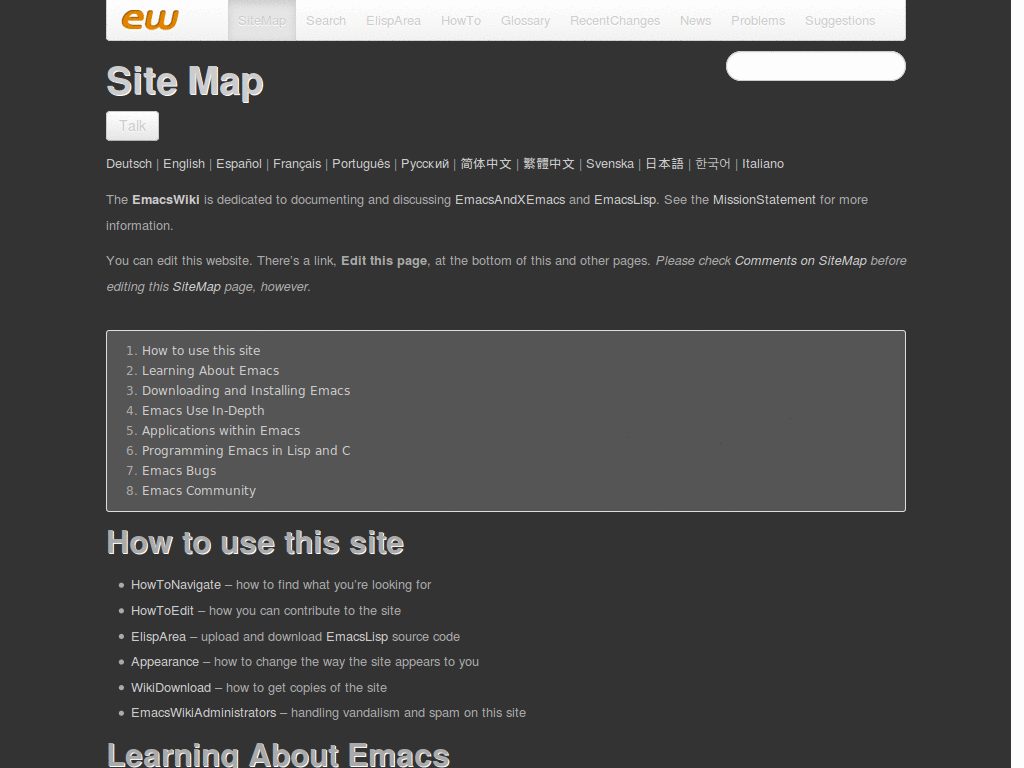 EmacsWiki dark grey