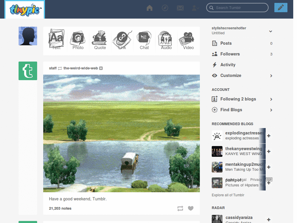 dark tumblr dashboard