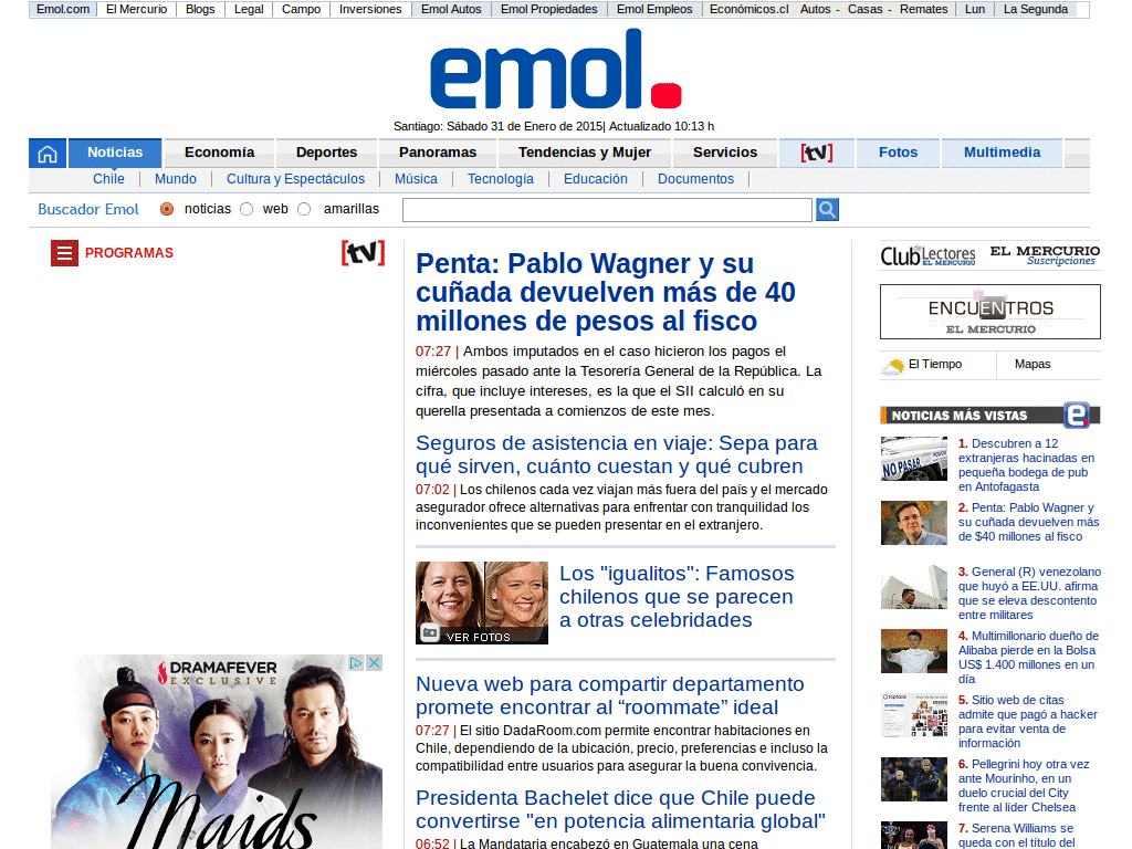 Emol.com - Remove some Ads, Center the page