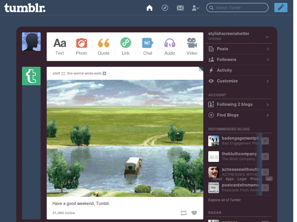 Marble Tumblr Dash Theme