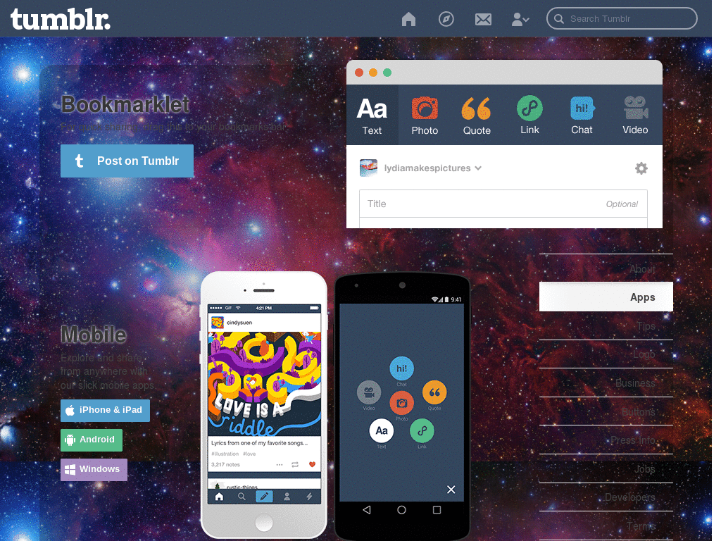Try someting for Tumblr