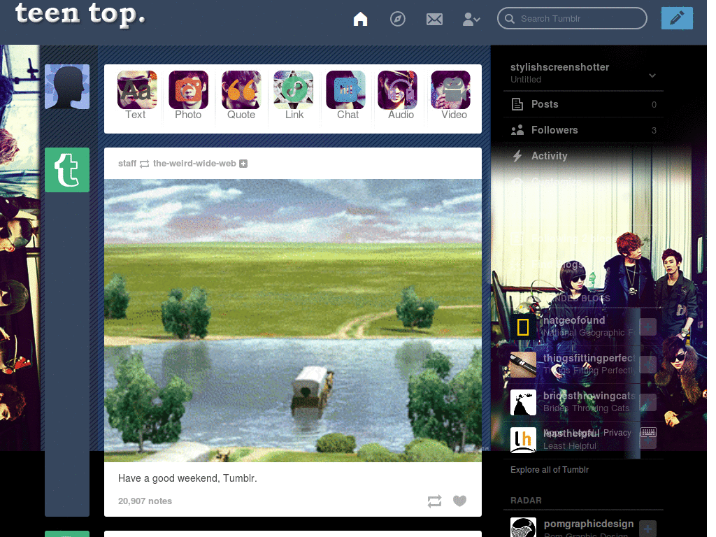 Teen Top Tumblr Dashboard Theme [1280x800]