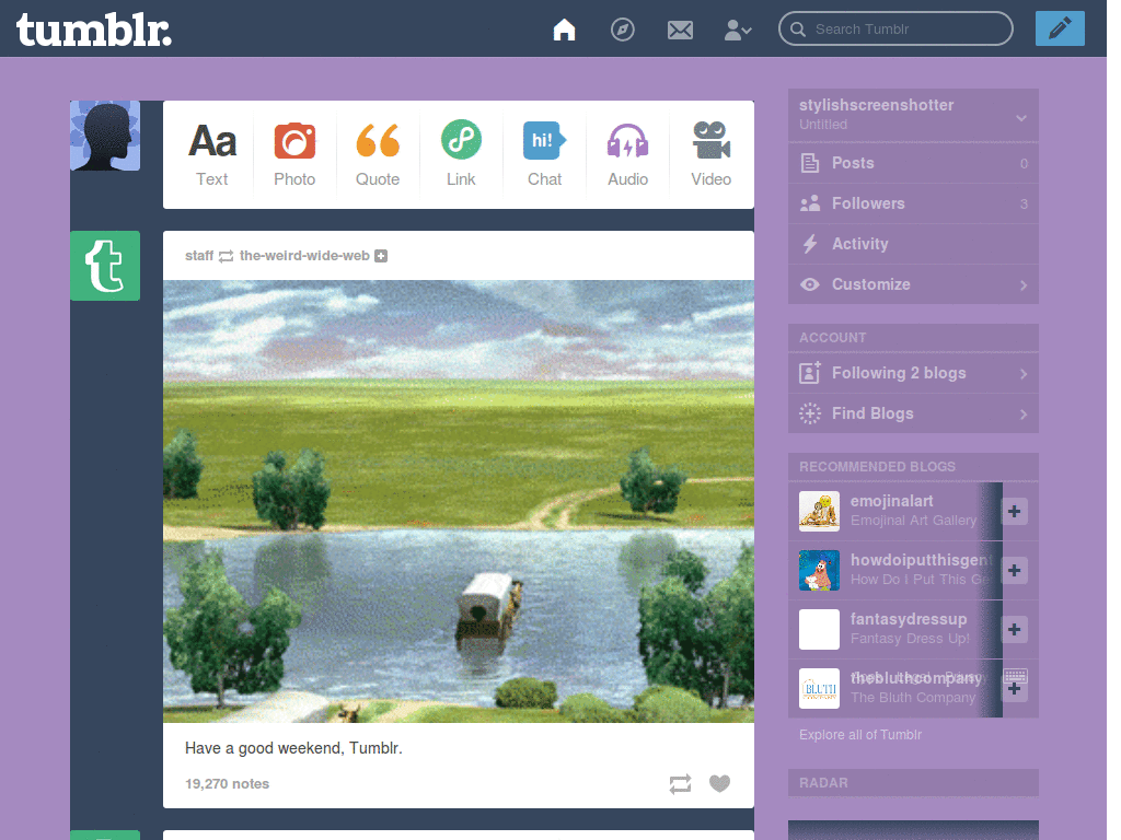 tumblr dash theme