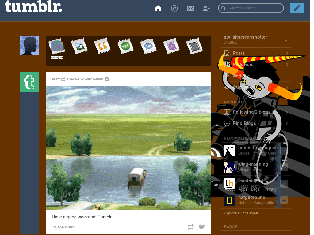 Tavros Homestuck Dashboard Theme