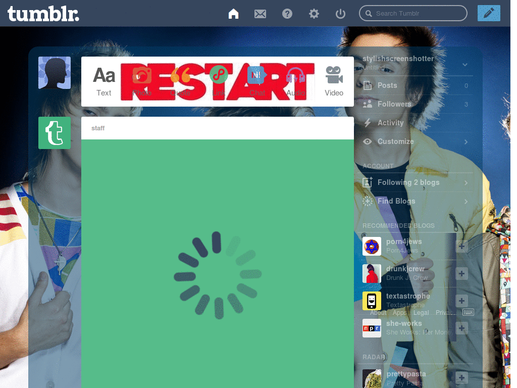 Restart theme dashboard