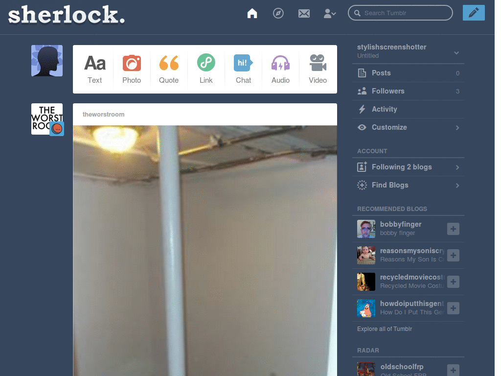 Change "Tumblr." to "Sherlock."
