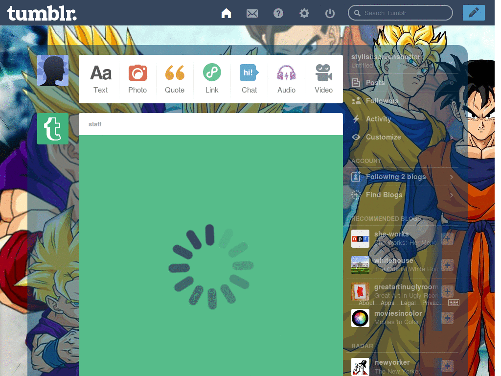 Dragon Ball Z dashboard