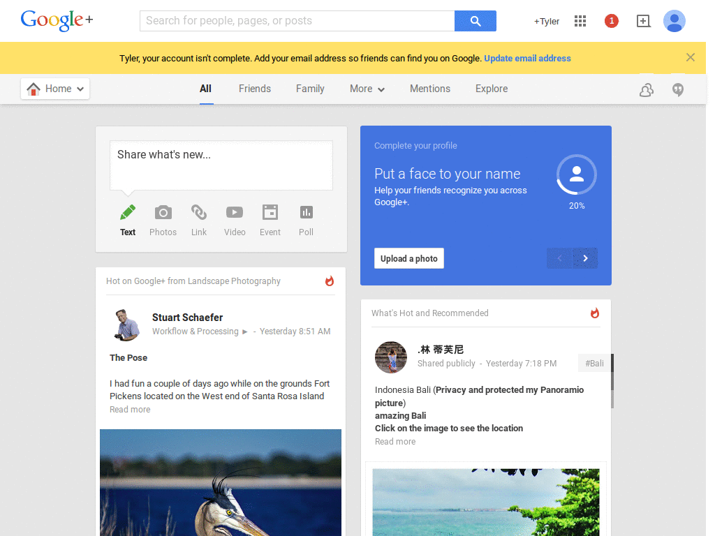 Google+: Close gap above toolbar