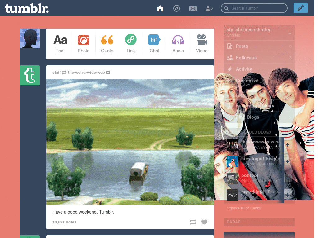 One Direction Dashboard (pink)