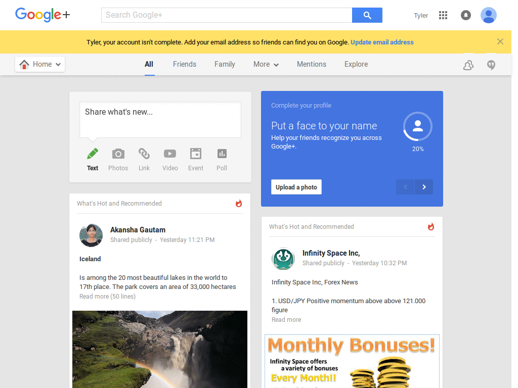 google+ search bar fix