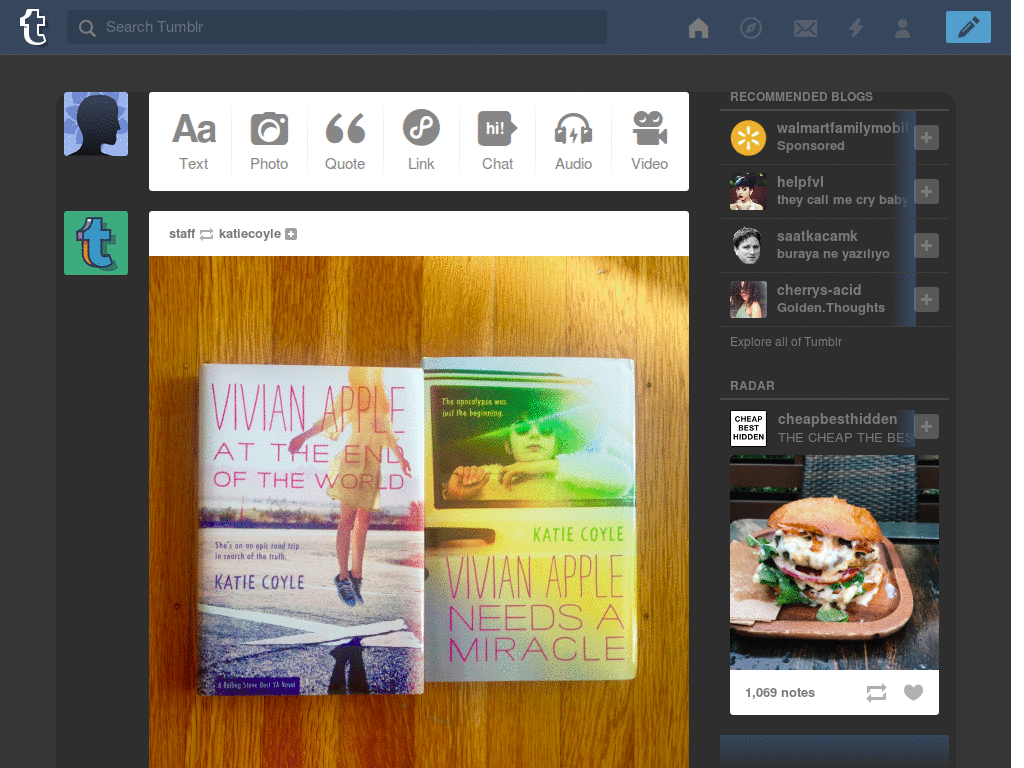 Tumblr Grey Dashboard