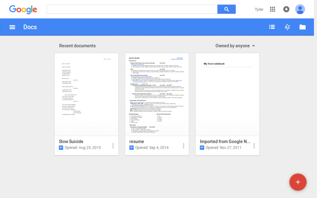 Google Doc Dense View