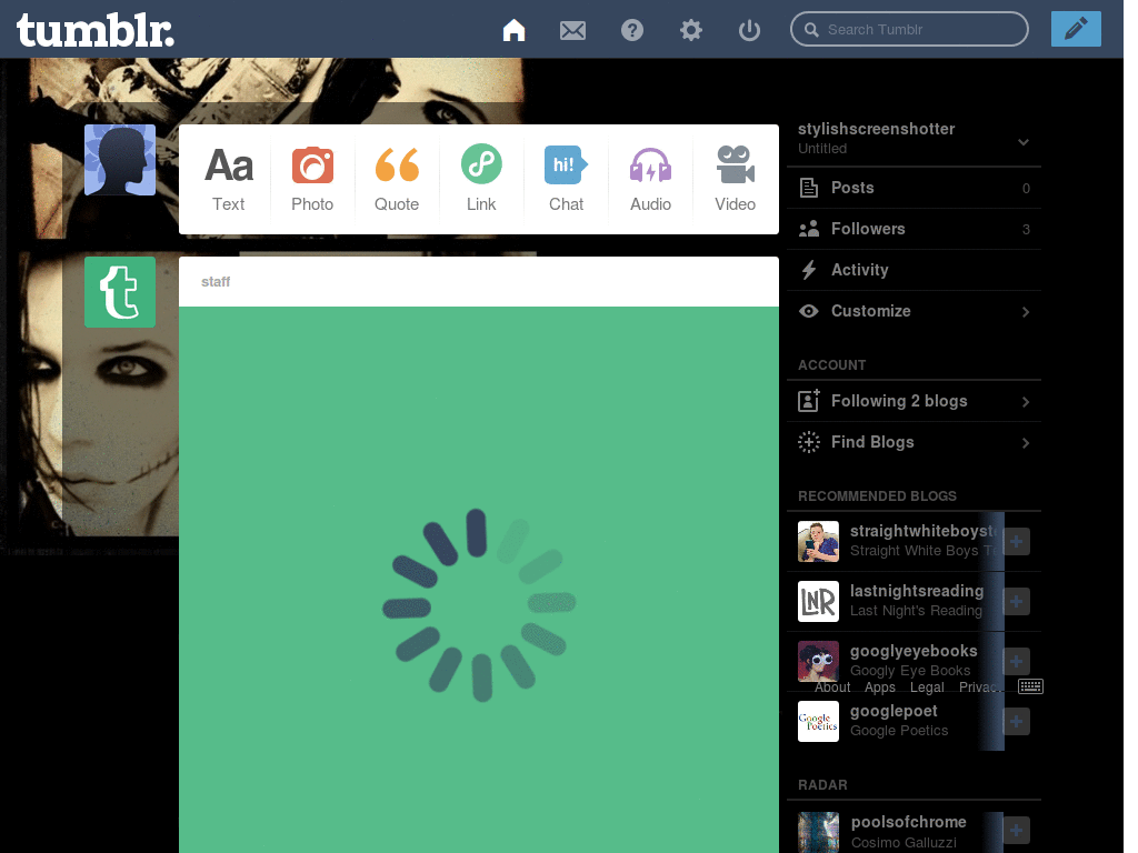 Tumblr Dashboard - I don't really know xD Testing